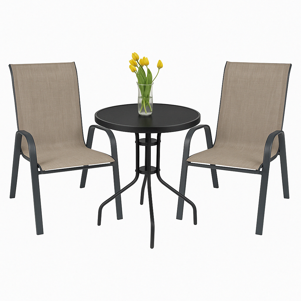 Комплект садовой мебели 4Points Como-2 круглый стол и 2 стула Коричневый