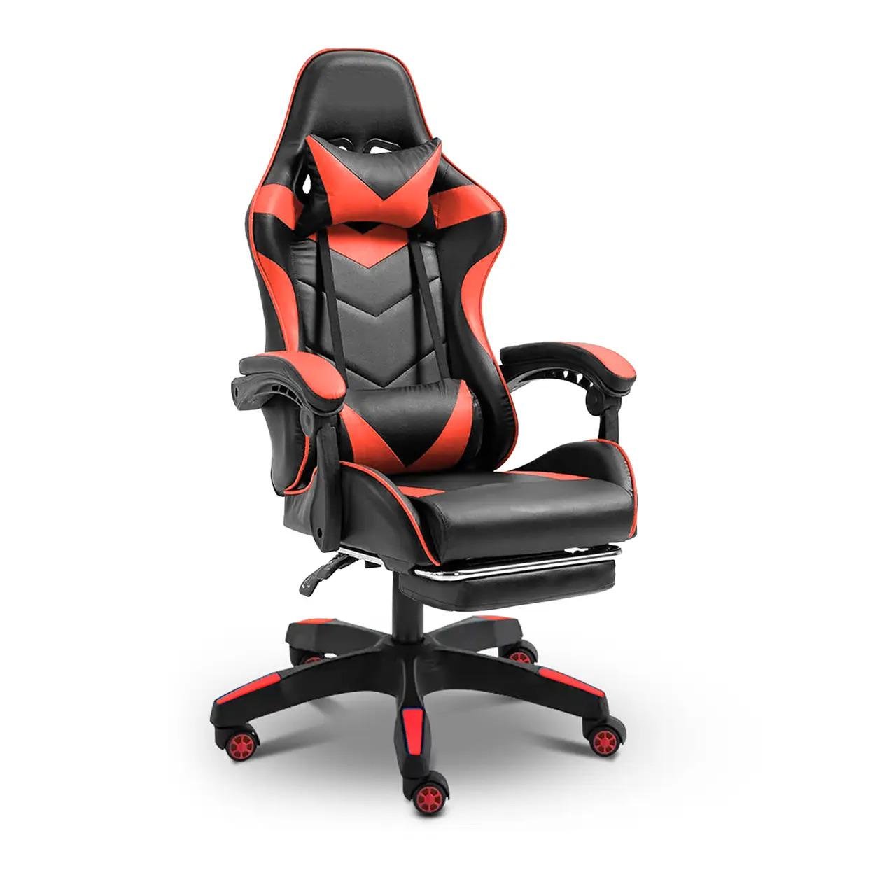 Кресло геймерское с подставкой для ног с подушками Красный (381891)