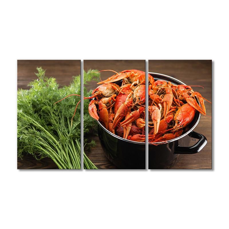 Картина модульная Вареные раки 3 модуля 90x135 см