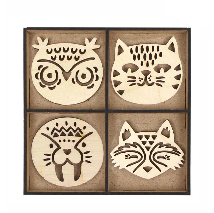 Набор заготовок для декупажа Rosa Talent Звери фанера 13х13 см 12 шт. (4823100232326)