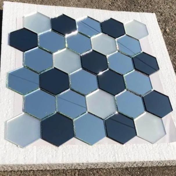 Мозаика зеркальная Decor Stone Hub Zs-hex-ZSG гексагон 304x303 мм Серебристо-графитовый с сатином (004179)