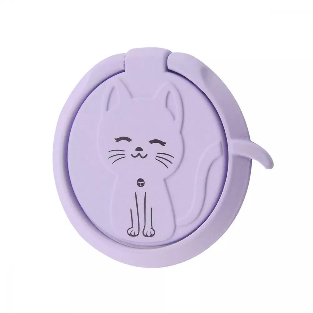 Держатель-кольцо для телефона Cat с подставкой Светло-фиолетовый (13925729)
