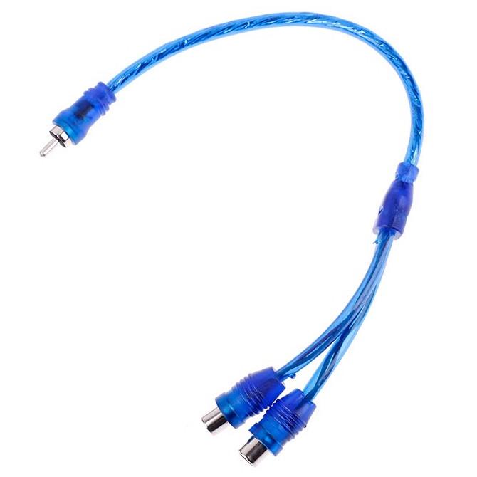 Кабель-перехідник SUNROZ RCA M тато-2xRCA F мама Blue (A48514)