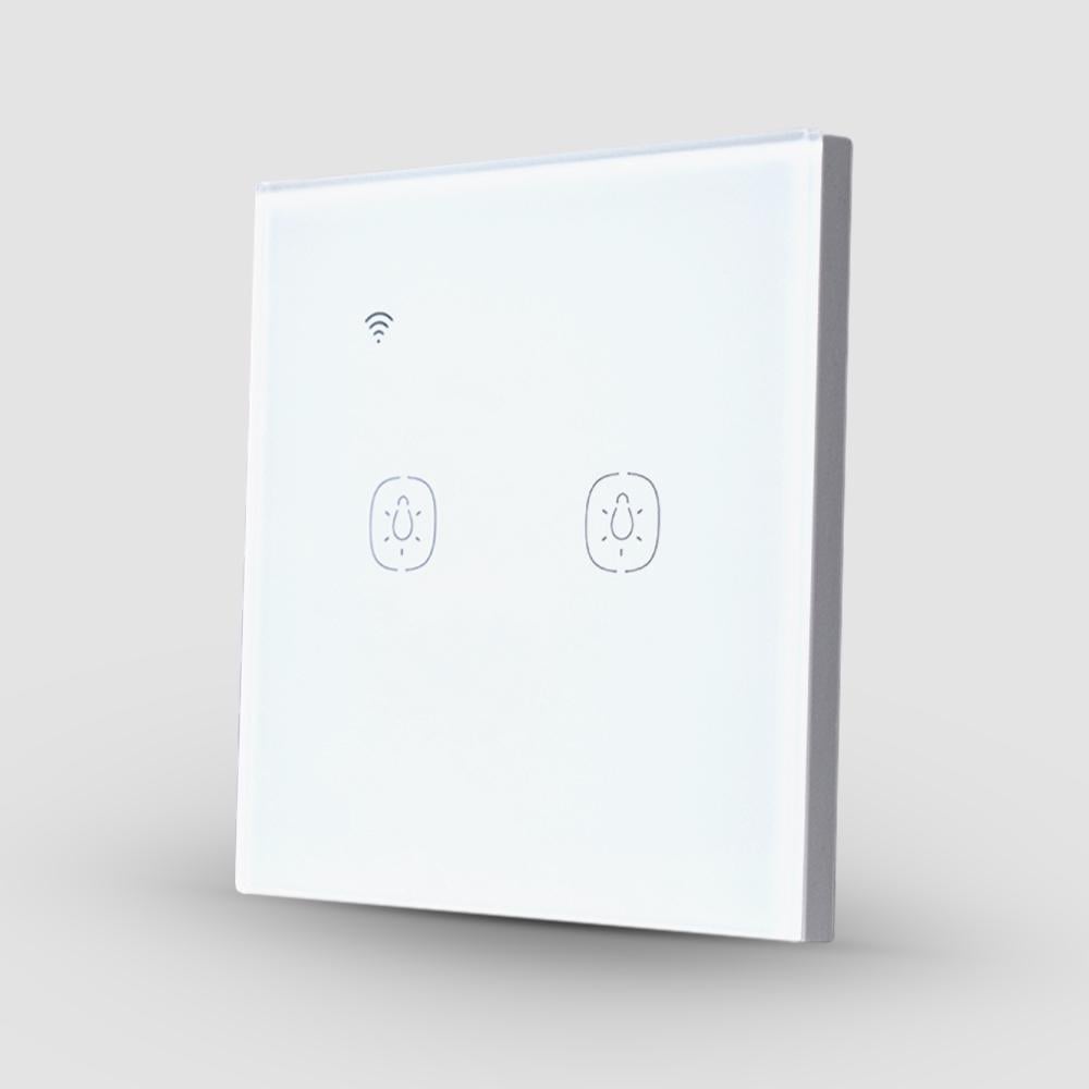 Вимикач сенсорний Tuya WiFi 2 клавіші без нульової лінії Білий