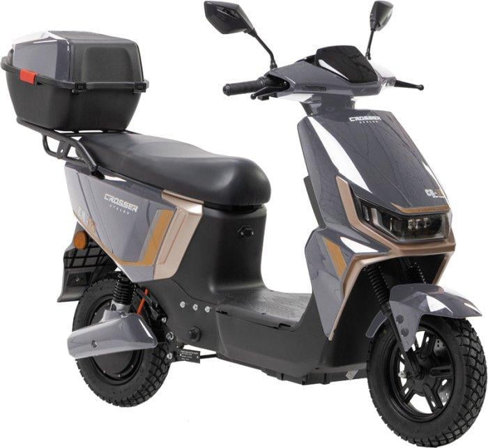 Электроскутер Двухместный Crosser CR12 1000W 72V/20Ah с кофром-багажником Серый