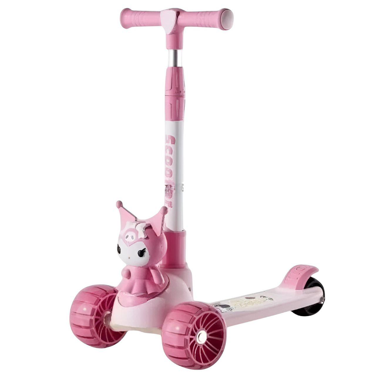 Самокат детский JR3-137-P KR со LED-колесами/музыкой и регулируемым рулем Розовый (25981054)