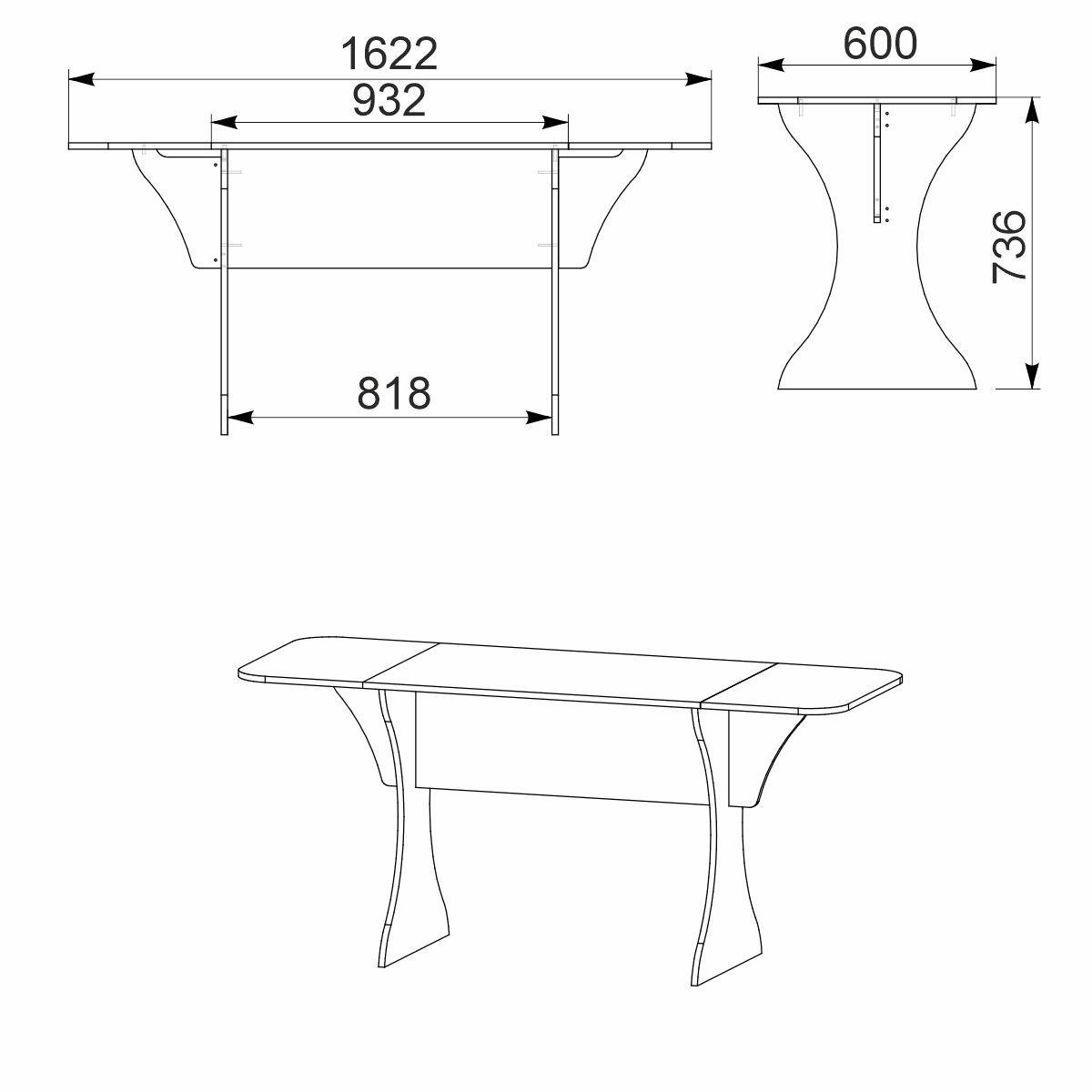 Стол книжка Компанит 8 162,2х60х73,6 см Ольха (2731076) - фото 2