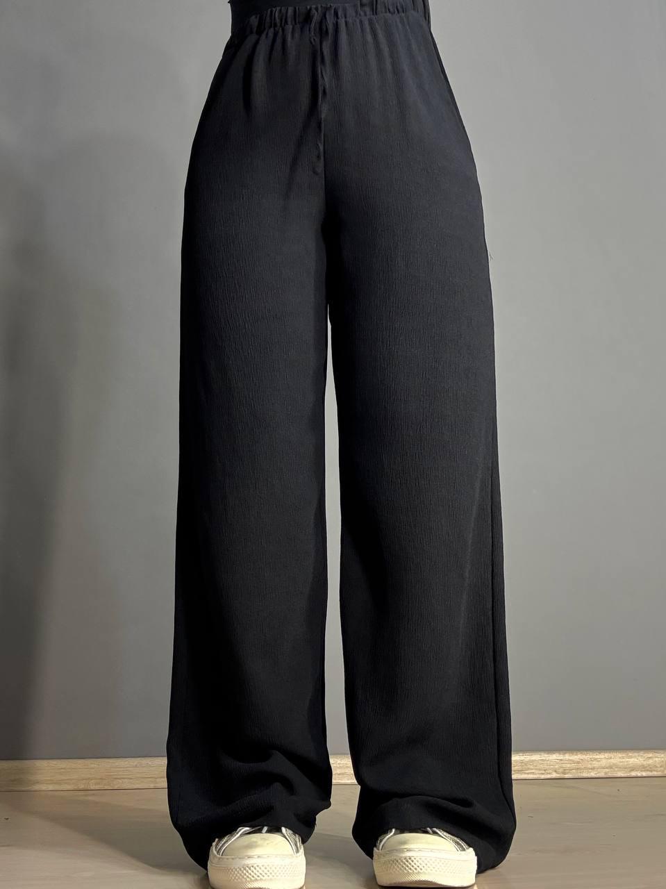 Брюки женские CLEW 0712 жатка палаццо на резинке S Черный (4767) - фото 7 Брюки женские CLEW 0712 жатка палаццо на резинке S Черный (4767) - фото 7