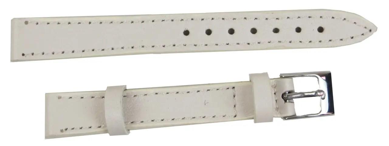Ремешок кожаный узкий для часов Mykhail Ikhtyar 14 мм Белый (super586_S14-021S white)