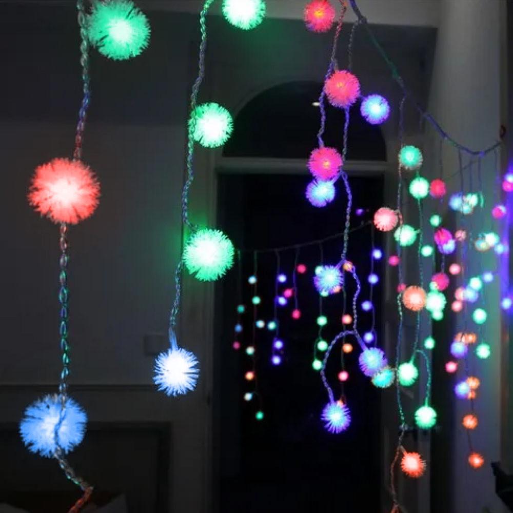 Гирлянда-штора LED Ежики 3x0,5 м 120 LED 8 режимов Разноцветный (24-1551-54)