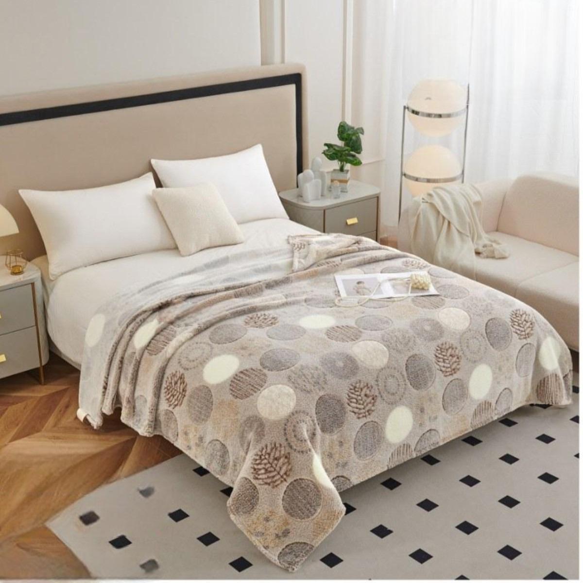 Плед-покрывало Koloco Снежок из микрофибры 200x220 см Коричневый (56-49-1)