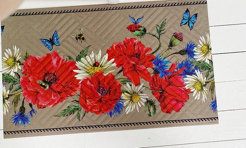 Коврик придверный Presentville с принтом Маки (KOV 20S048)