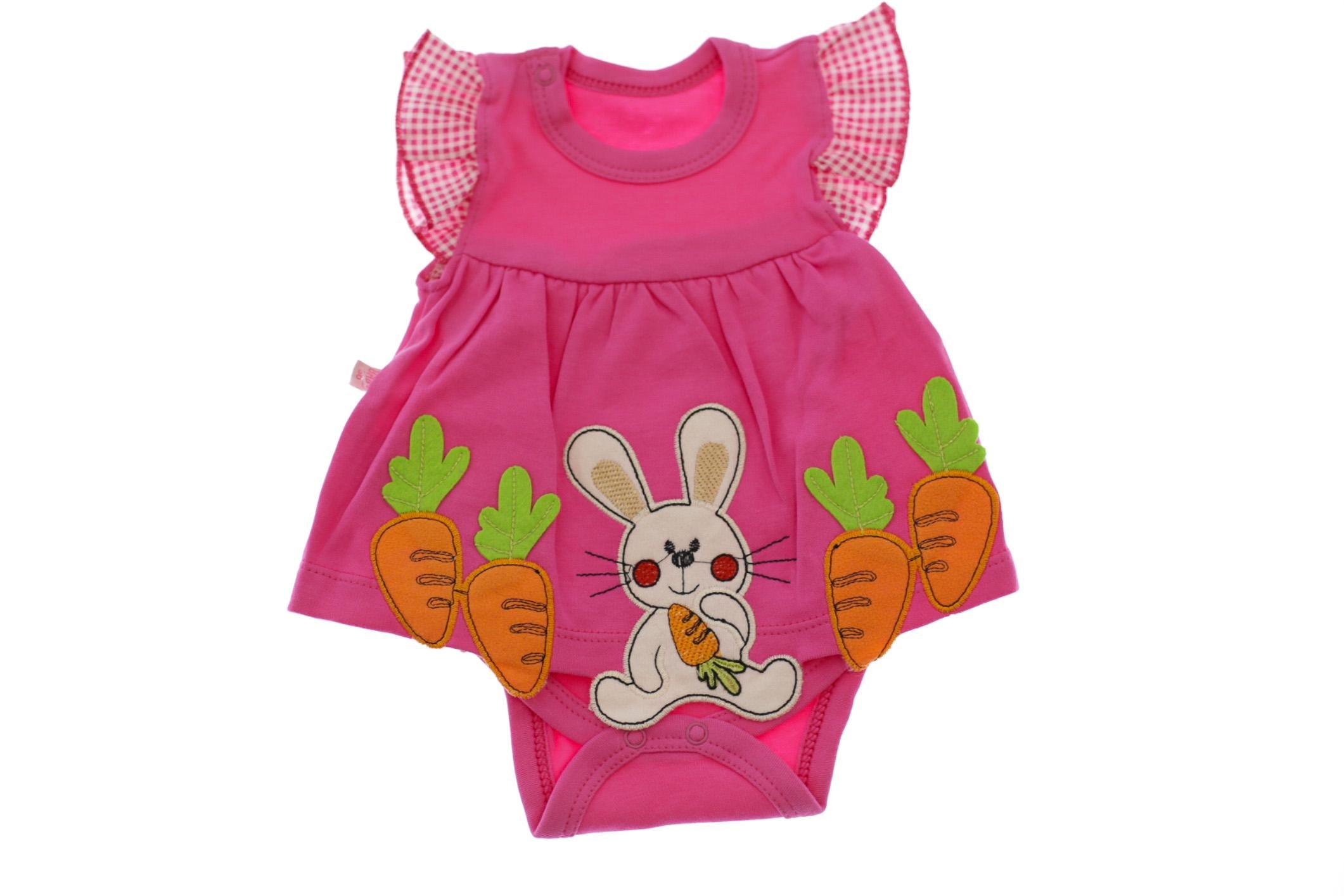 Боди-платье с коротким рукавом для девочки BABYKROHA Зайка интерлок 56 см Розовый (32252)