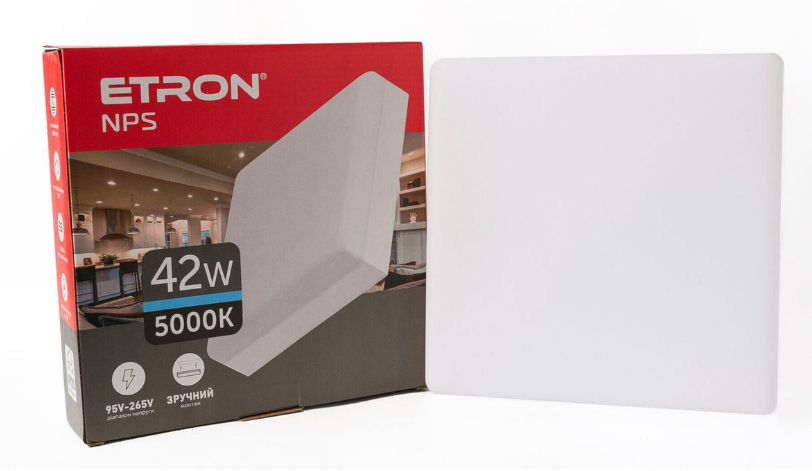 Светильник светодиодный квадратный ETRON 42W 5000К (26738311)