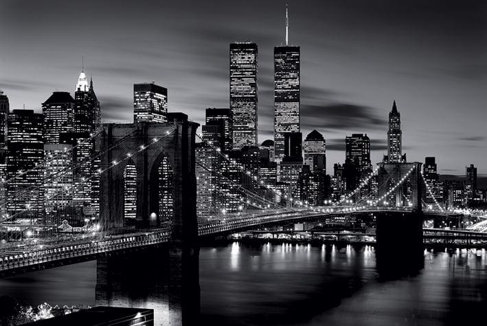 Постер плакат Бруклинский Мост/Brooklyn Bridge B&W 61x91,5 см