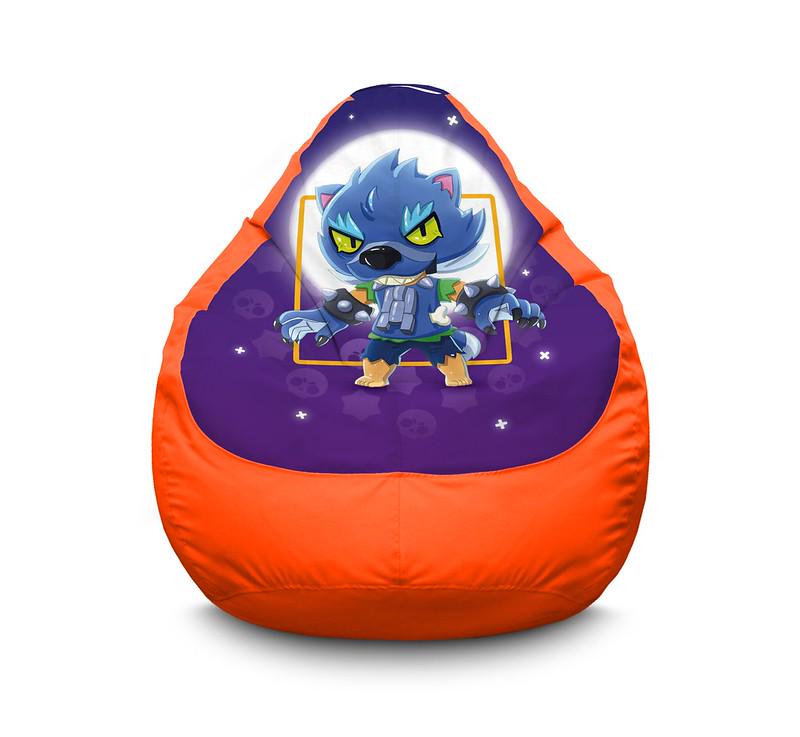 Кресло мешок iPuff Brawl Stars Leon wolf Violet Оксфорд XXL 90х125 см Оранжевый