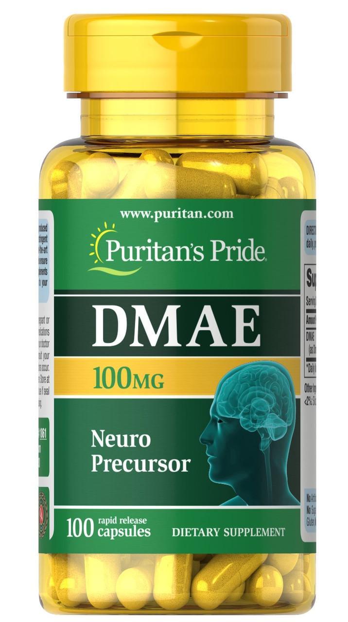 Витамины ДМАЭ Puritan's Pride DMAE 100 мг для здоровья мозга 100 капс.