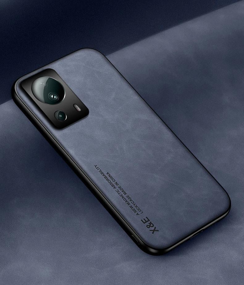 Кожаный чехол XnE Xiaomi 13 Lite с металлической вставкой Blue (38244-28)