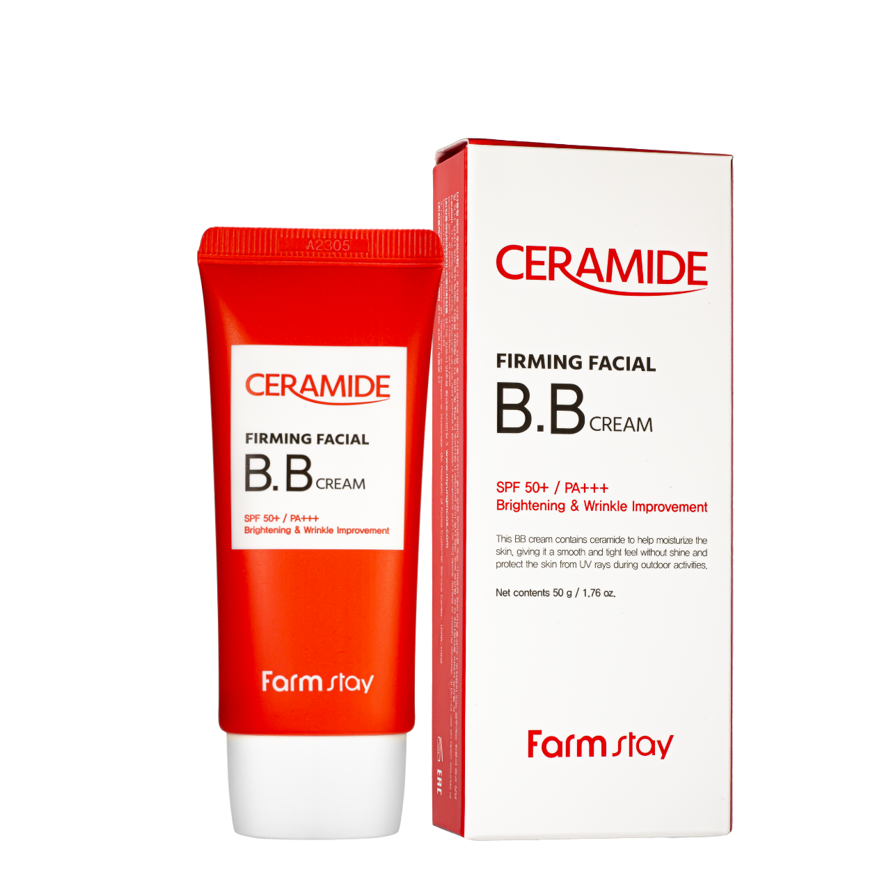 Крем ВВ для лица FarmStay Ceramide Firming Facail BB Cream SPF50 разглаживающий осветляющий 50 г
