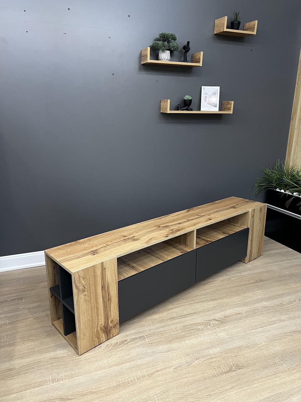 Тумба под телевизор Baru 1800х336х468 мм Дуб Аппалачи/Антрацит