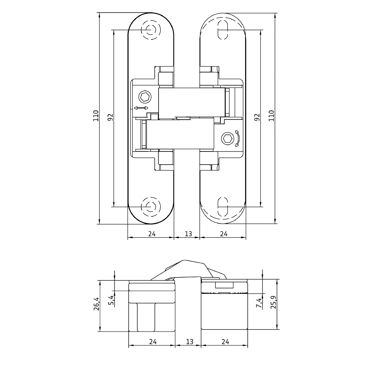 Скрытая петля Anselmi AN 140 3D 24x110 мм Хром матовый с колпачками (505.00.14) - фото 2 Скрытая петля Anselmi AN 140 3D 24x110 мм Хром матовый с колпачками (505.00.14) - фото 2