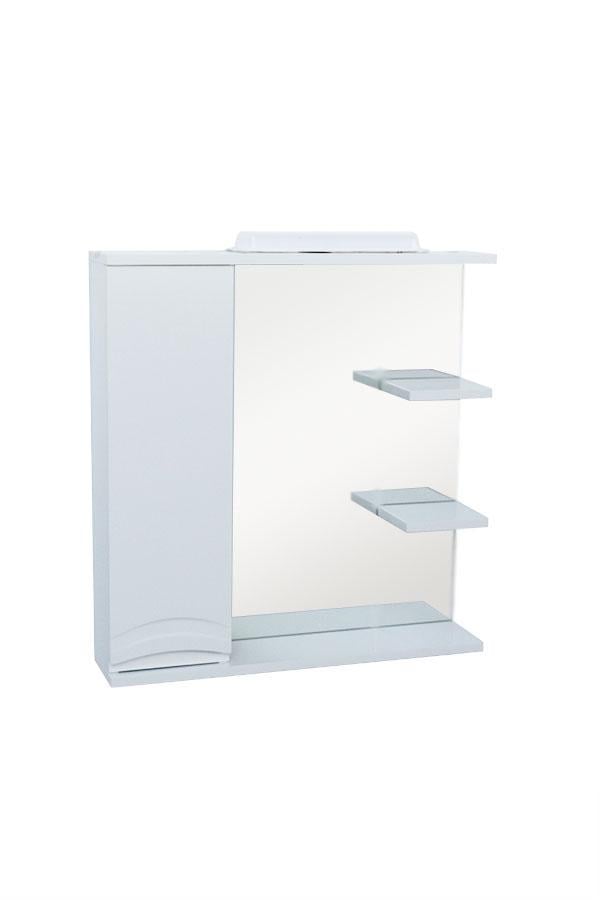 Зеркало Валенсия 65 см с подсветкой и шкафчиком левый Белый (1111388)