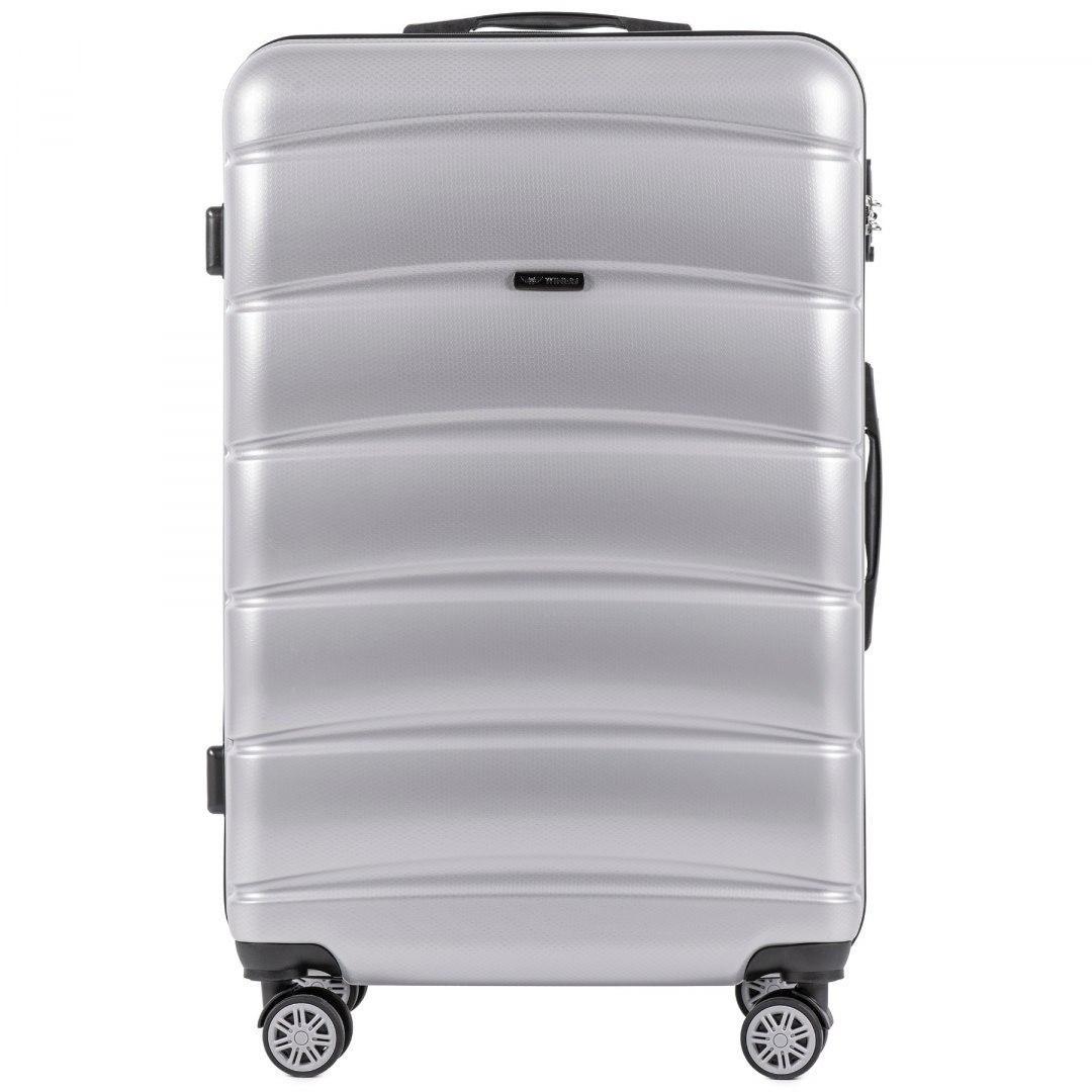 Чемодан Wings PC160 поликарбонат большой 83 л на 4 сдвоенных колесах Серебряный