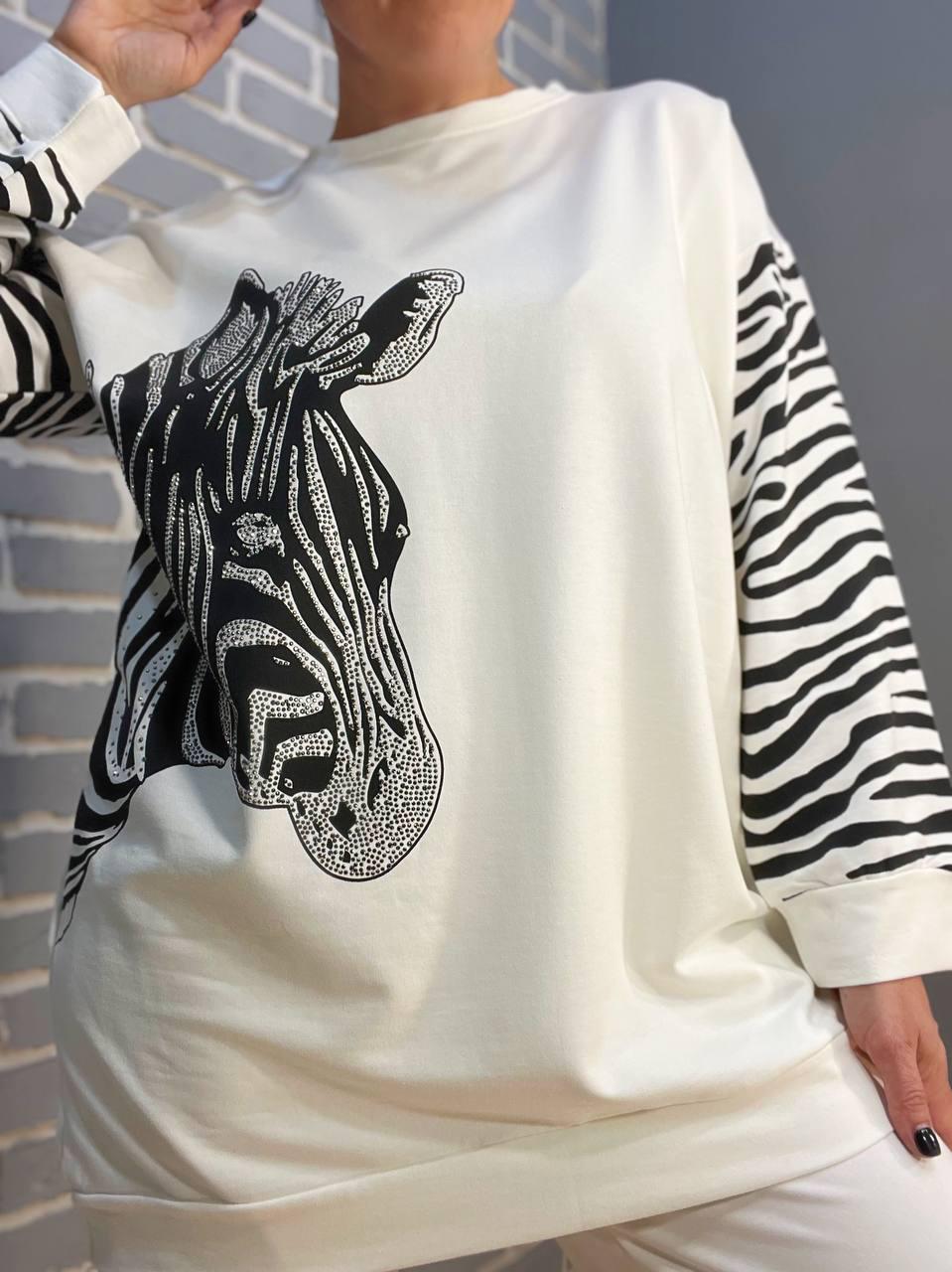 Світшот жіночий LSK 6030 подовжений зебра каміння OS Білий (1762) - фото 8 Світшот жіночий LSK 6030 подовжений зебра каміння OS Білий (1762) - фото 8