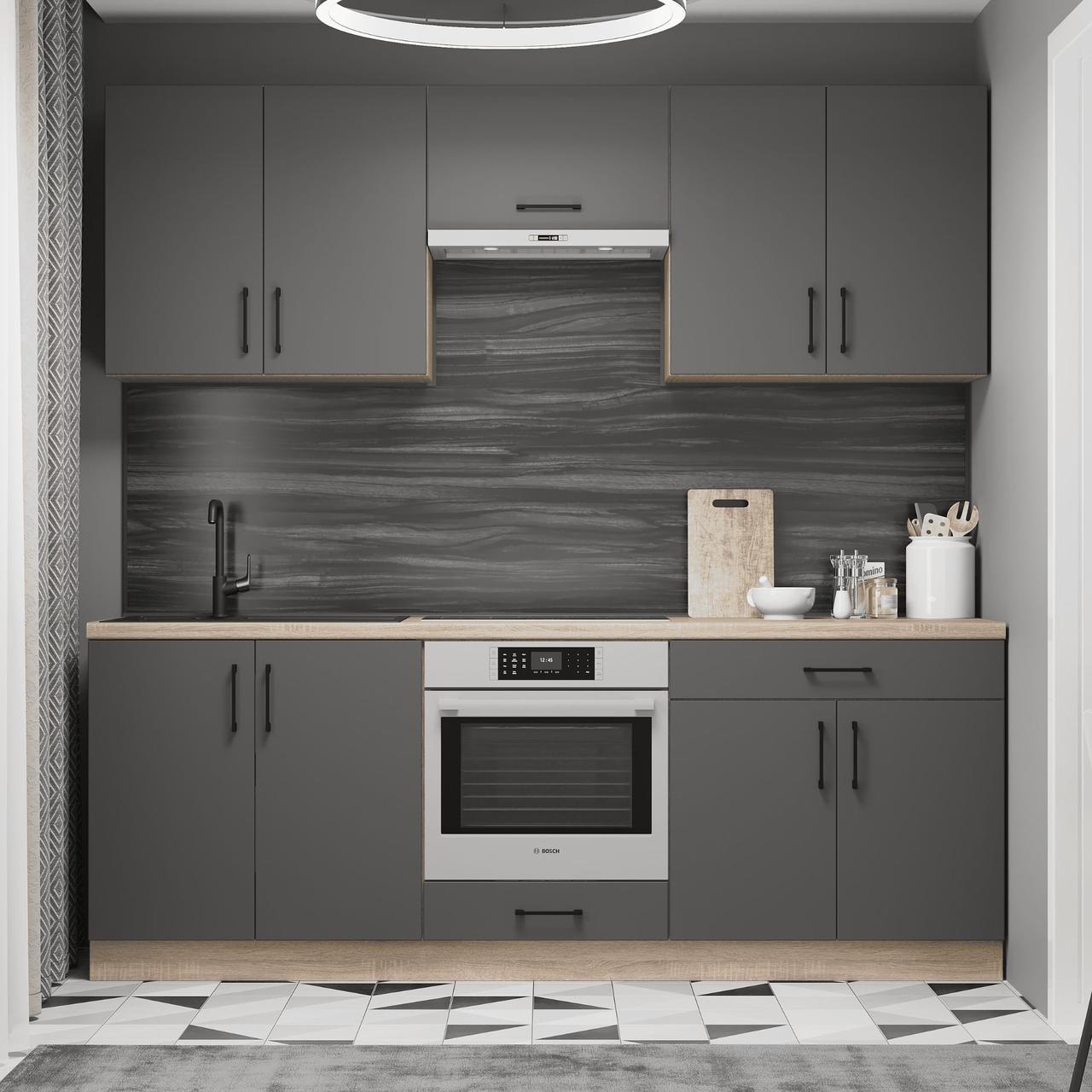 Комплект кухни К-8 Эверест Оптима без столешницы 2,2 м Графитовый (ЕК-26034)