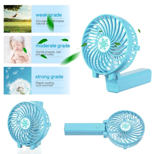 Вентилятор Handy Mini Fan USB зі складною ручкою Синій (14424310) - фото 2