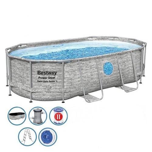 Бассейн каркасный Bestway Power Steel Svim Vista Series 549х274х122 см 13430 л Серый (56716)
