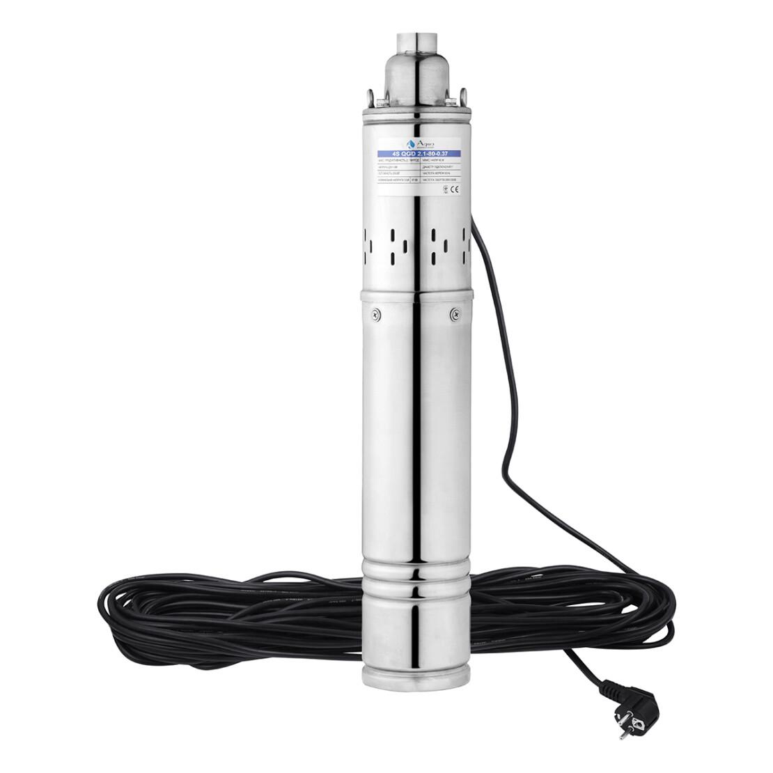 Насос глубинный шнековый Agua 4S QGD2,1-80-0,37 со встроенным конденсатором (CV035072) - фото 5