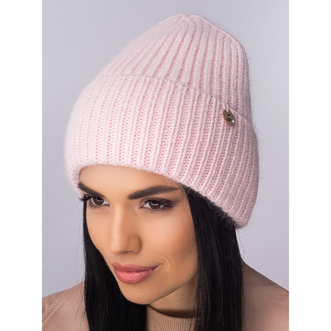 Шапка ангорова жіноча Leks Розкіш one size Блідо-рожевий - фото 1