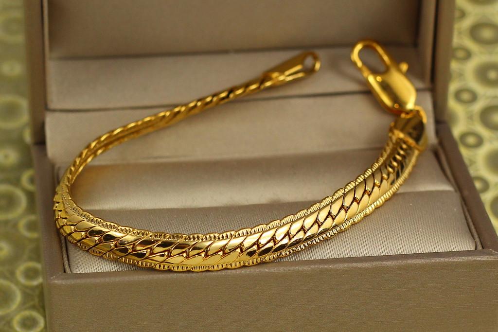 Браслет Xuping Jewelry Снейк с огранкой 18 см 6 мм Лимонное золото