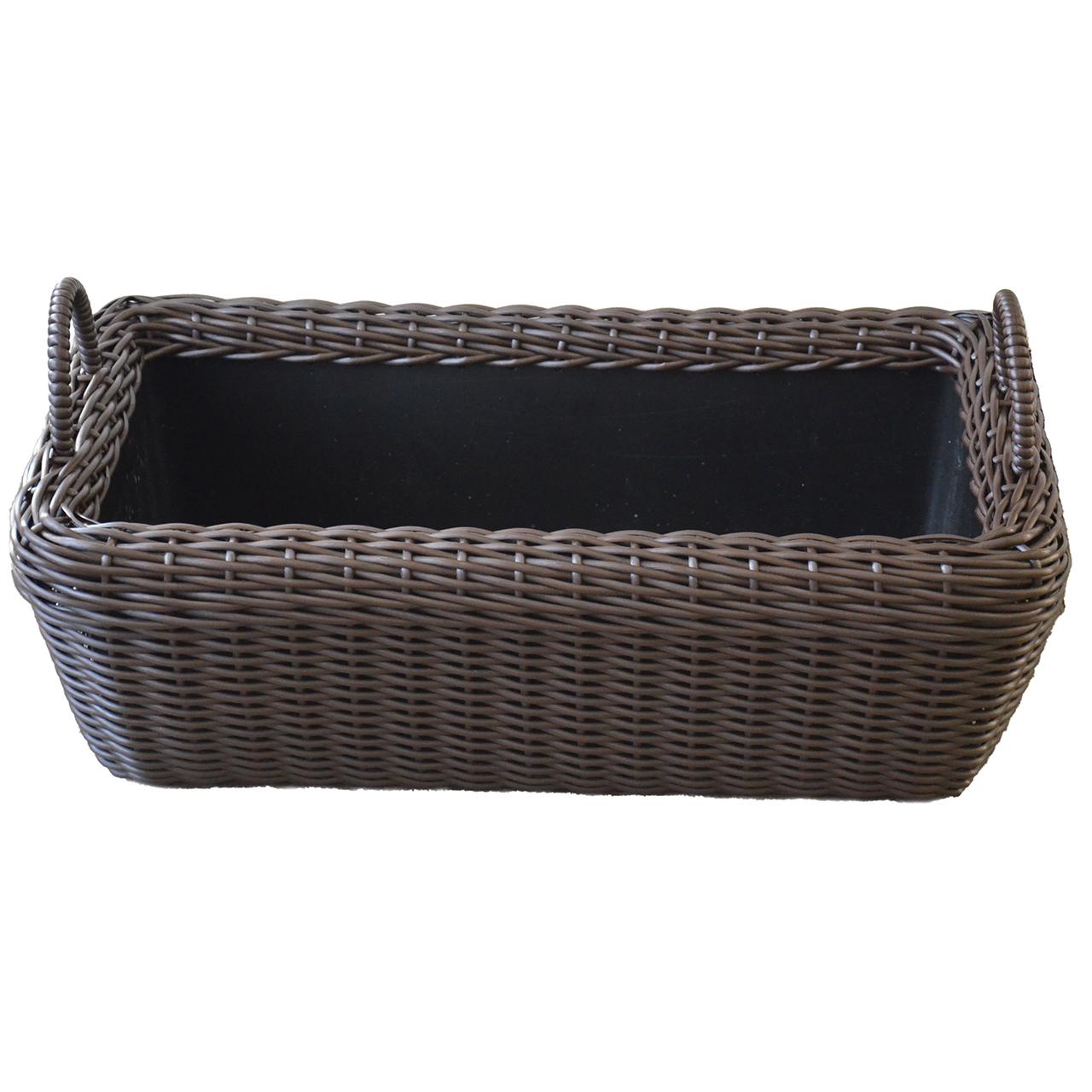 Дровница-корзина прямоугольная плетеная из искусственного ротанга/ручной работы 45 л Венге (12511677)