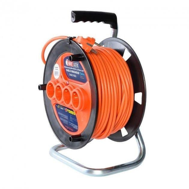 Котушка з кабелем Horoz Electric ПВС 4 гнізда із заземленням 3х1,5 мм 50 м - фото 2