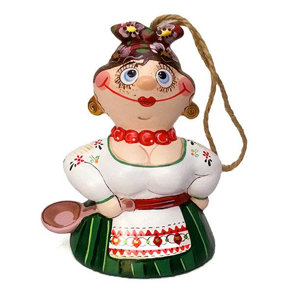 Колокольчик керамический Казачка с большой ложкой 11х8х6 см (KL5210)