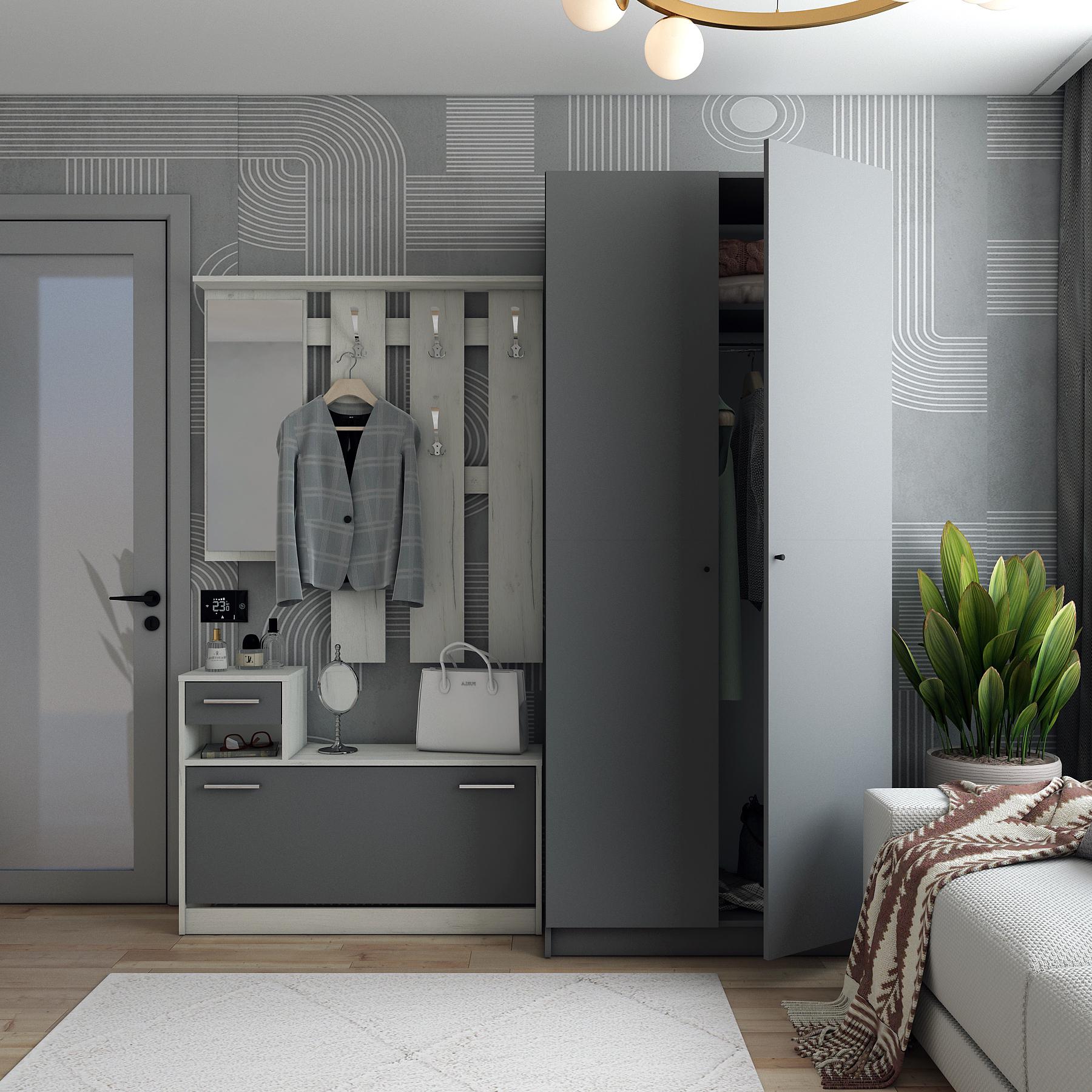 Прихожая Doros Alice и шкаф Promo 2 ДСП 2 ДСП Сосна Натти/Графит (42005198)