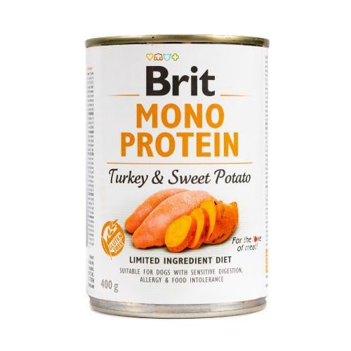 Корм влажный Brit Mono Protein Turkey & Sweet Potato для собак с индейкой и бататом 400 г