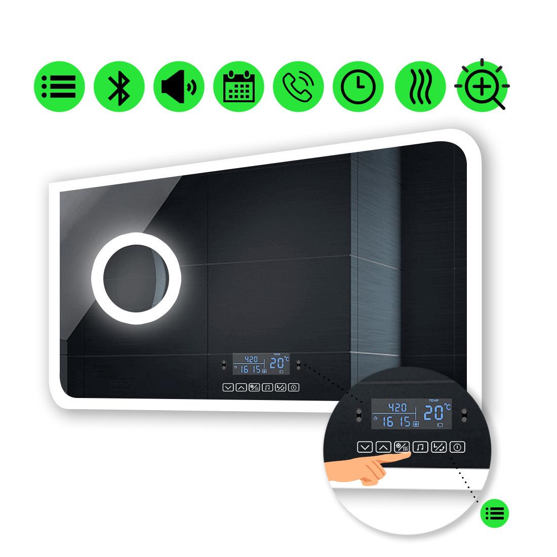 Зеркало с LED подсветкой Kruka с Smart-блоком линзой с подсветкой и подогревом 70x60 см (Krukag19)