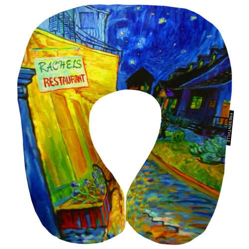 Дорожная подушка Ночная терраса кафе 32x30 см (DOP_16J103)