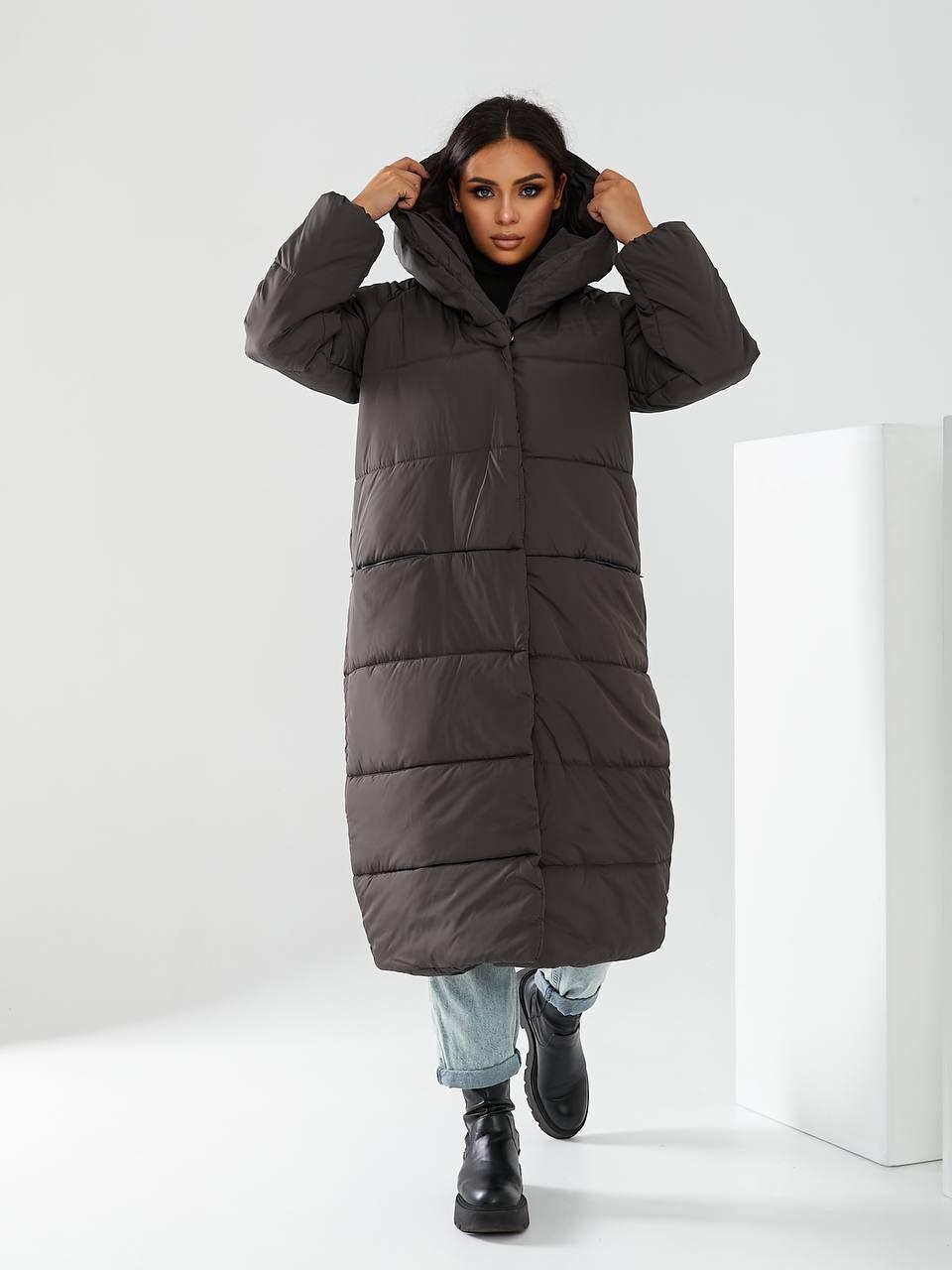 Пальто-пуховик длинное на кнопках Аiza А521 р. 42-44 Фельдграу - фото 3 Пальто-пуховик длинное на кнопках Аiza А521 р. 42-44 Фельдграу - фото 3