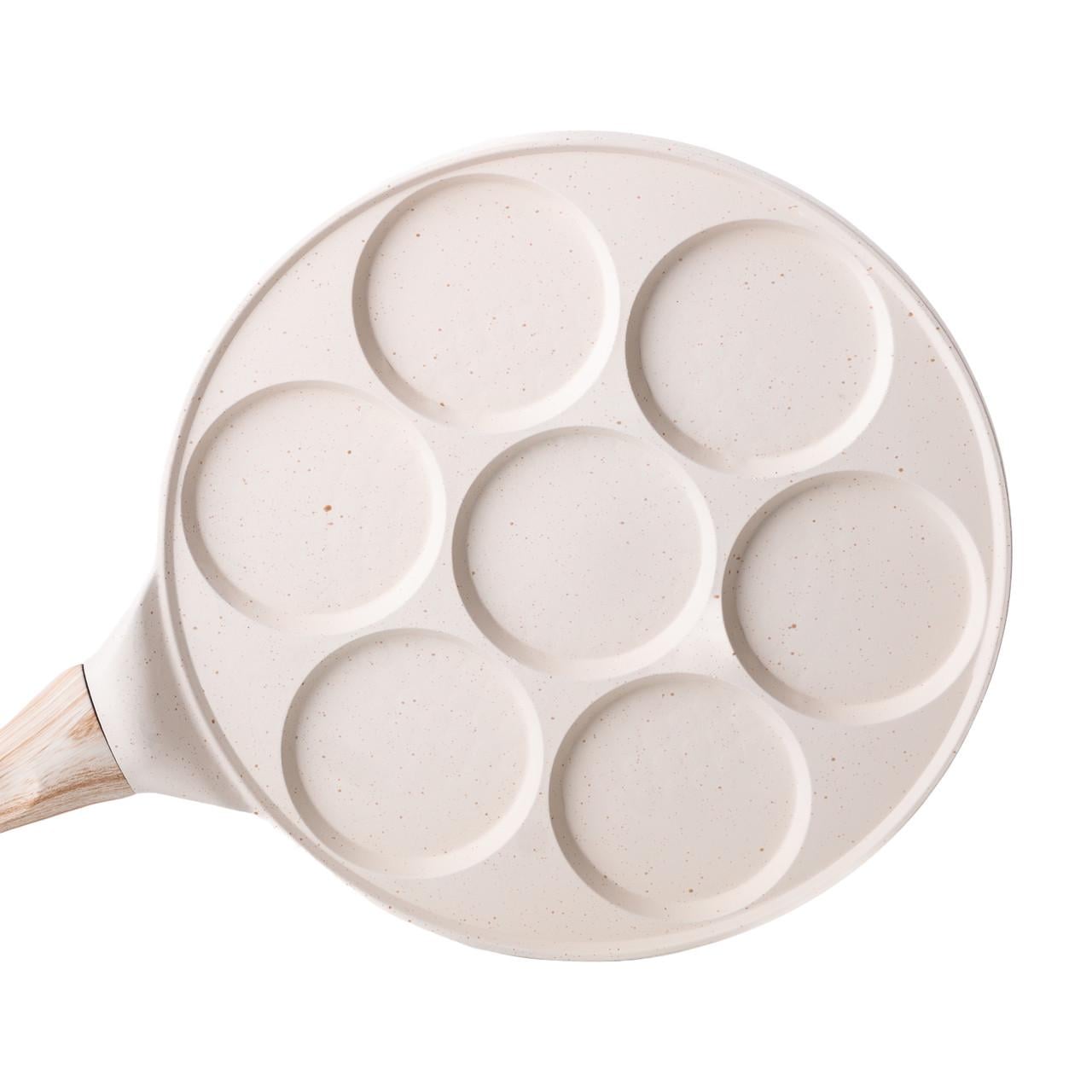 Сковорода с антипригарным покрытием для блинов яиц и оладий 7-сегментная круглая 26 см Бежевый (5059)