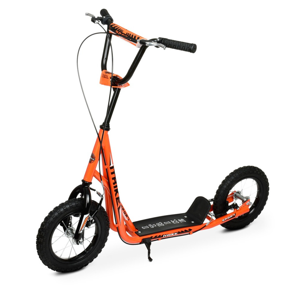 Самокат iTrike від 7 років двоколісний з ручним тормозом надувні колеса унісекс Помаранчевий (DS-171-S-208)