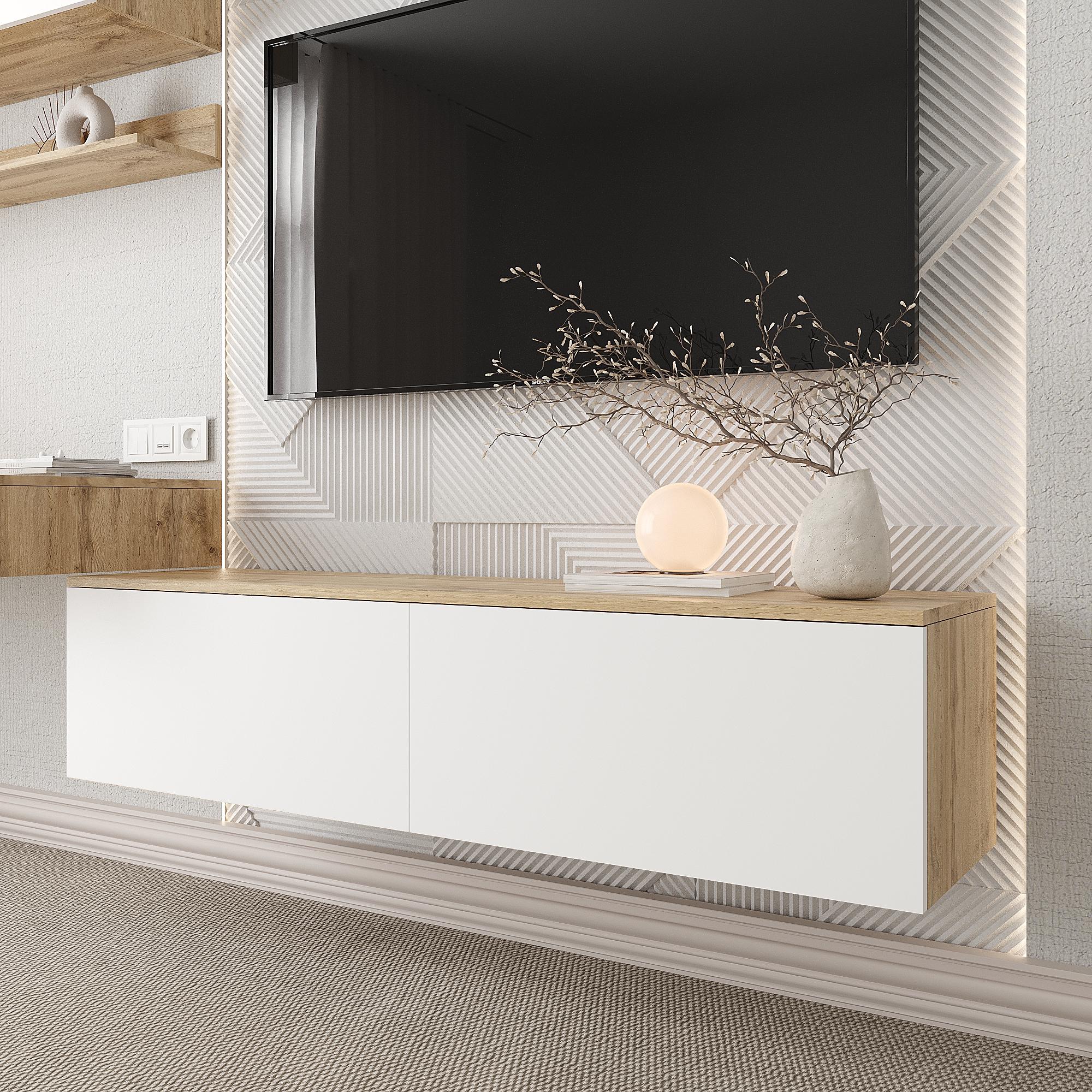 Тумба під телевізор Ейр ТУ-ТВ Ейр 330х1400х350 мм Дуб Тахо/Білий