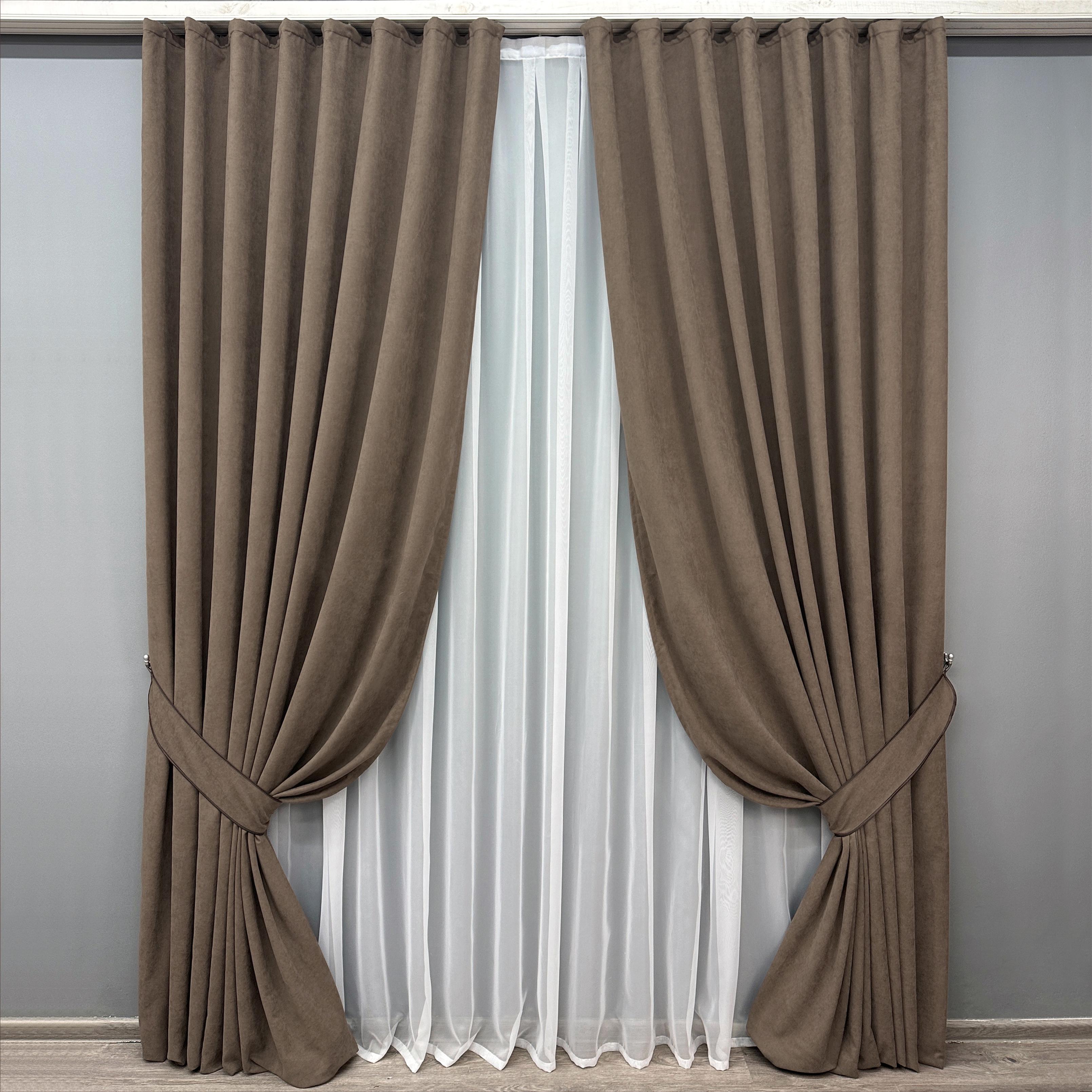 Комплект штор VR-Textil SPARTA № 1036ш микровелюр 150х285 см 2 шт. Мокко (30-826)