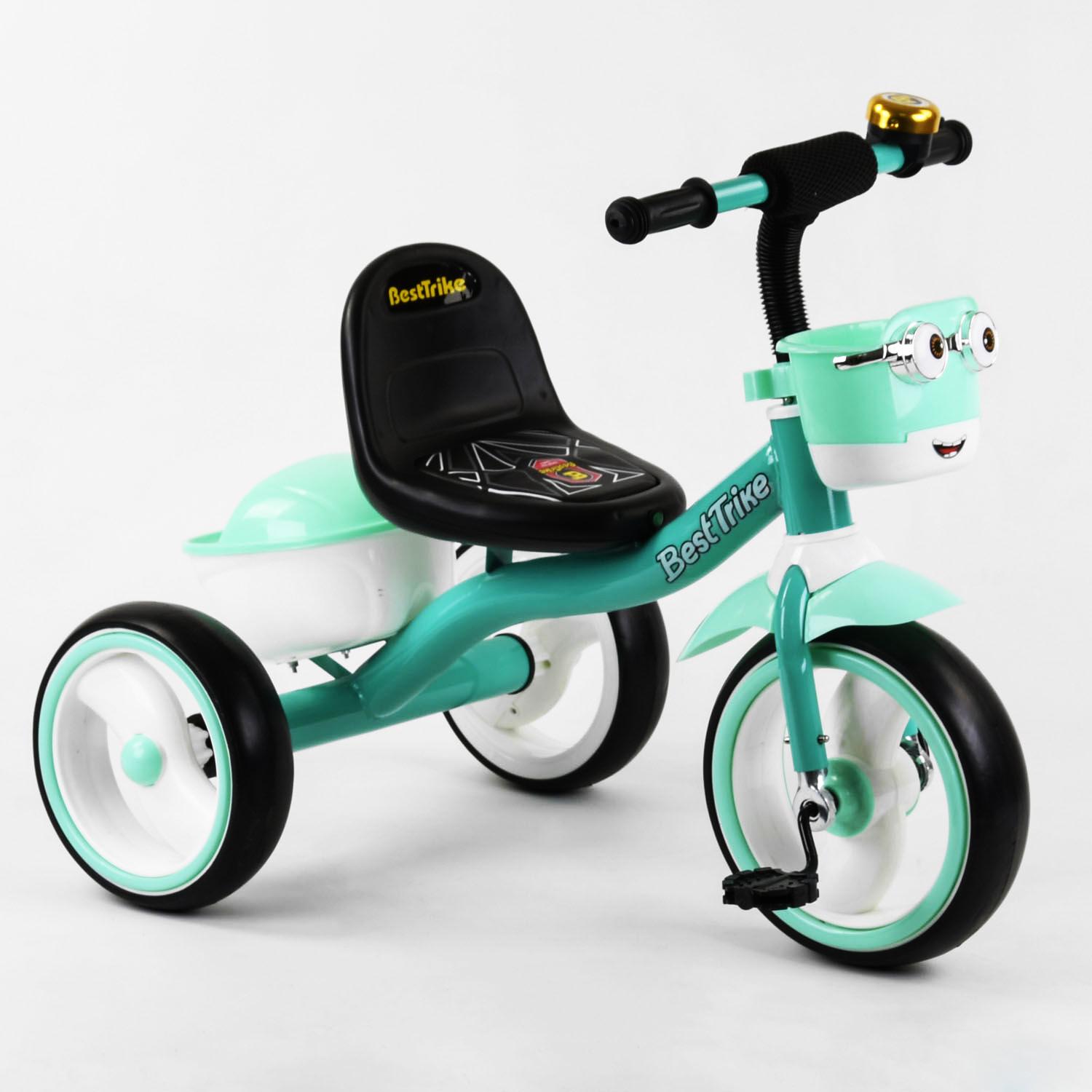 Дитячий велосипед триколісний Best Trike колеса що світяться музика 2 кошики Mint (102419)