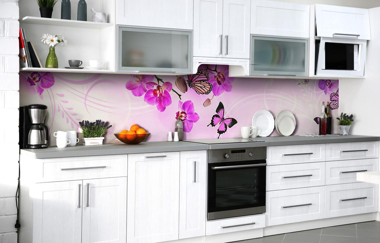 Кухонный фартук Пурпурные крылья виниловый самоклеющийся 60х300 см Абстракция