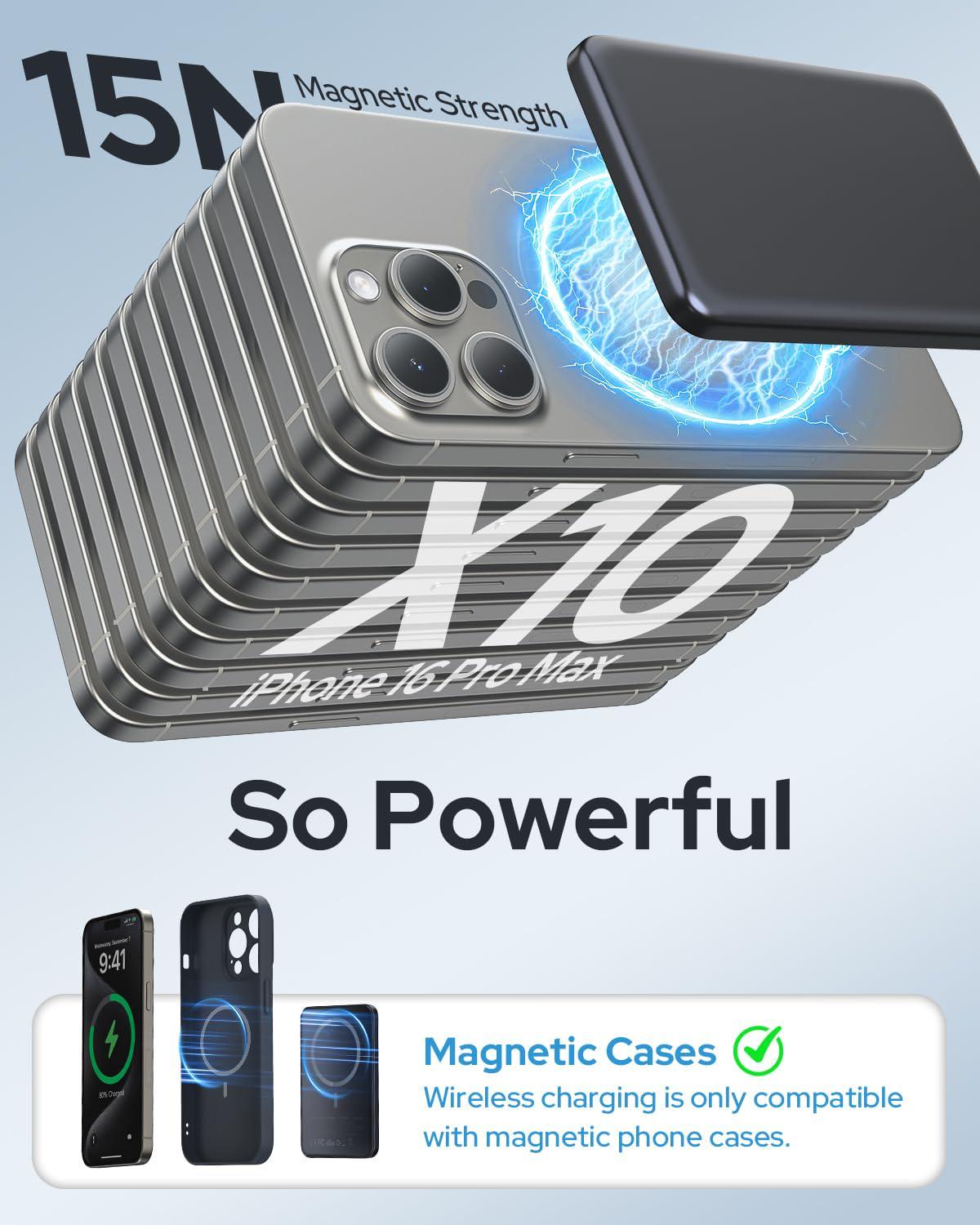 Повербанк магнитный MagSafe 5000 mAh для iPhone Air/17/16/15/14/13/12 Black - фото 2 Повербанк магнитный MagSafe 5000 mAh для iPhone Air/17/16/15/14/13/12 Black - фото 2