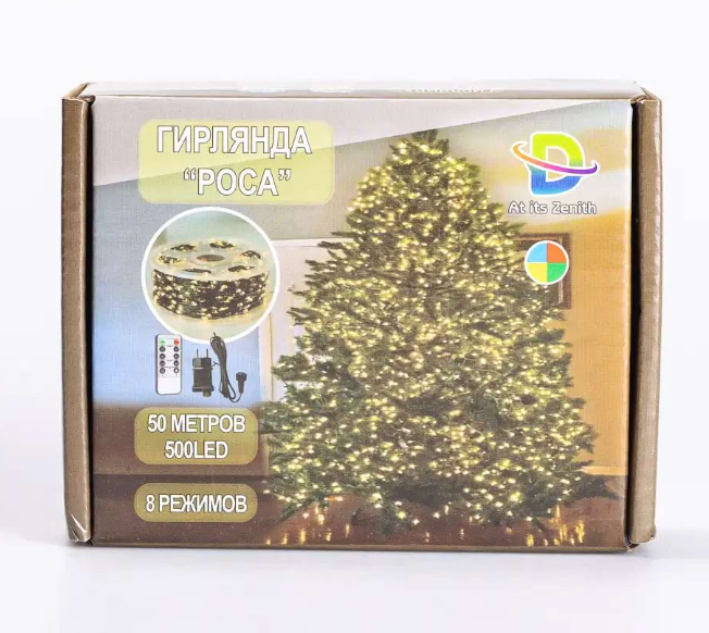 Гірлянда Роса нитка з пультом 500 LED 50 м від мережі зелений провід - фото 13